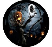 Round Metal Tin Sign Rustic Wall Decor Pumpkin King with a Skull Retro Metal Round Tin Signs Decor Wall Art Posters Gifts for Door Plaque Home Bars Clubs Cafes Wall Decor Retro Vintage 12x12 Inch