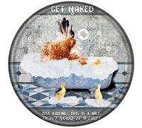 Round Metal Wreath Sign Get Naked Just Kidding This is A Half Don't Make It Weird Chicken Hen Sign Funny Tin Signs Rustic Wall Decor Bar Poster for Man Cave Christmas Halloween Decor 12x12 Inch
