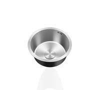 Round Mini Kitchen Sinks,Stainless Steel Small Sink Silver,Single Bowl Caravan Sink with Drainer Fittings and Overflow for Campervan Bar Restaurant,Undermount and Topmount (Ø 42cm)