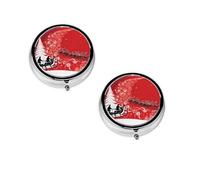 Round Mini Medicine Box Christmas Magic, Three Spaces, Light and Portable