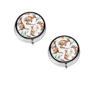 Round Mini Medicine Box Funny Cartoon Kangaroo Zoo, Three Spaces, Light and Portable