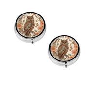 Round Mini Medicine Box Owl Beliefs, Three Spaces, Light and Portable