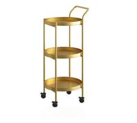 Round Mini Metal Bar Cart - Slim Rolling Trolley for Drinks Beverage Storage Decorative Serving Rack & Side Table with Wheels - Perfect for Home & Parties