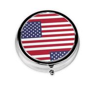 Round Mini Pill Box 3 Compartment Small Pill Box American Flag Colorful Printed Travel Pill Box Portable
