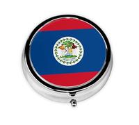 Round Mini Pill Box 3 Compartment Small Pill Box Belize Flag Colorful Printed Travel Pill Box Portable