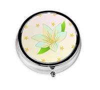 Round Mini Pill Box 3 Compartment Small Pill Box Blooming Daffodils Colorful Printed Travel Pill Box Portable