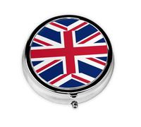 Round Mini Pill Box 3 Compartment Small Pill Box British Flag Colorful Printed Travel Pill Box Portable