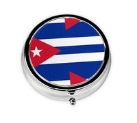 Round Mini Pill Box 3 Compartment Small Pill Box Cuban Flag Colorful Printed Travel Pill Box Portable