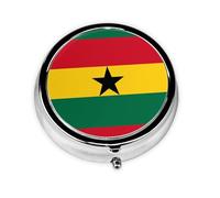 Round Mini Pill Box 3 Compartment Small Pill Box Flag of Ghana Colorful Printed Travel Pill Box Portable
