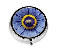 Round Mini Pill Box 3 Compartment Small Pill Box Flower Heart bee Colorful Printed Travel Pill Box Portable