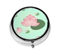 Round Mini Pill Box 3 Compartment Small Pill Box Lotus Flowers Waiting to Bloom Colorful Printed Travel Pill Box Portable