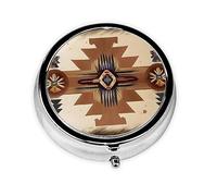 Round Mini Pill Box 3 Compartment Small Pill Box Native American Patterns Colorful Printed Travel Pill Box Portable
