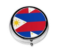 Round Mini Pill Box 3 Compartment Small Pill Box Philippine Flag Colorful Printed Travel Pill Box Portable