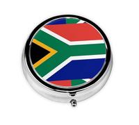 Round Mini Pill Box 3 Compartment Small Pill Box South African Flag Colorful Printed Travel Pill Box Portable