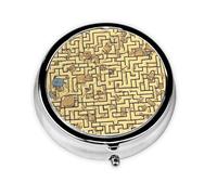 Round Mini Pill Box 3 Compartment Small Pill Box Treasure Maze Colorful Printed Travel Pill Box Portable