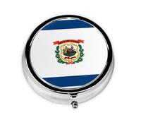 Round Mini Pill Box 3 Compartment Small Pill Box West Virginia Flag Colorful Printed Travel Pill Box Portable