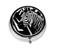 Round mini Pill Box WZYWHJ Agile Zebra Printing Small and Portable with partitions for Medicine Storage for Travel and Daily use