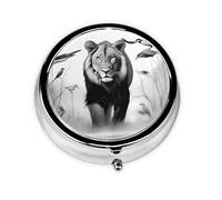 Round mini Pill Box WZYWHJ Animals Wildlife Prints Small and Portable with partitions for Medicine Storage for Travel and Daily use
