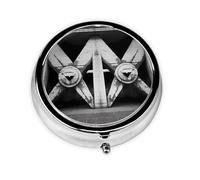 Round mini Pill Box WZYWHJ Architecture in Black and White Printing Small and Portable with partitions for Medicine Storage for Travel and Daily use