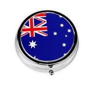 Round mini Pill Box WZYWHJ Australian Flag Pattern Small and Portable with partitions for Medicine Storage for Travel and Daily use