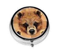 Round mini Pill Box WZYWHJ Bear Pattern Pattern Small and Portable with partitions for Medicine Storage for Travel and Daily use