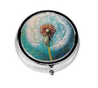 Round mini Pill Box WZYWHJ Beautiful Dandelion Pattern Small and Portable with partitions for Medicine Storage for Travel and Daily use