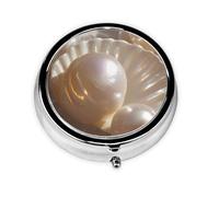 Round mini Pill Box WZYWHJ Beautiful Shells Pattern Small and Portable with partitions for Medicine Storage for Travel and Daily use