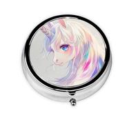 Round mini Pill Box WZYWHJ Beautiful Unicorn Pattern Small and Portable with partitions for Medicine Storage for Travel and Daily use