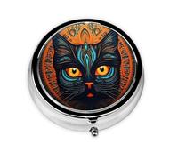 Round mini Pill Box WZYWHJ Big-Faced Cats Head Printing Small and Portable with partitions for Medicine Storage for Travel and Daily use