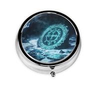 Round mini Pill Box WZYWHJ Blue Mysterious Symbol Prints Small and Portable with partitions for Medicine Storage for Travel and Daily use