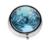 Round mini Pill Box WZYWHJ Botanical Gardens Prints Small and Portable with partitions for Medicine Storage for Travel and Daily use