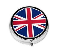 Round mini Pill Box WZYWHJ British Flag Prints Small and Portable with partitions for Medicine Storage for Travel and Daily use