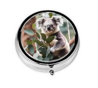Round mini Pill Box WZYWHJ Cartoon Koala Printing Small and Portable with partitions for Medicine Storage for Travel and Daily use