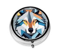 Round mini Pill Box WZYWHJ Cartoon Wolf Head Prints Small and Portable with partitions for Medicine Storage for Travel and Daily use