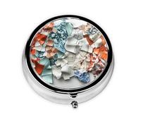 Round mini Pill Box WZYWHJ Ceramic Pixel Fragments Prints Small and Portable with partitions for Medicine Storage for Travel and Daily use