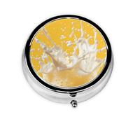 Round mini Pill Box WZYWHJ Cheese Sprinkles Pattern Small and Portable with partitions for Medicine Storage for Travel and Daily use