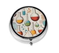 Round mini Pill Box WZYWHJ Chemistry Print Prints Small and Portable with partitions for Medicine Storage for Travel and Daily use