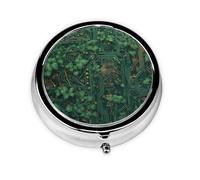Round mini Pill Box WZYWHJ Circuit Board Vines Prints Small and Portable with partitions for Medicine Storage for Travel and Daily use