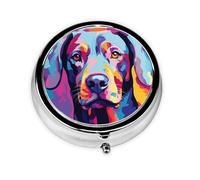 Round mini Pill Box WZYWHJ Colorful Dog Head Picture Small and Portable with partitions for Medicine Storage for Travel and Daily use