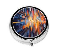 Round mini Pill Box WZYWHJ Colorful Geometric Patterns Picture Small and Portable with partitions for Medicine Storage for Travel and Daily use
