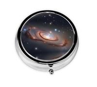 Round mini Pill Box WZYWHJ Constellation Star Clusters Galaxies Pattern Small and Portable with partitions for Medicine Storage for Travel and Daily use