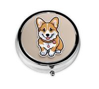 Round mini Pill Box WZYWHJ Cute Corgi Butt Printing Small and Portable with partitions for Medicine Storage for Travel and Daily use