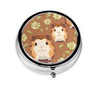 Round mini Pill Box WZYWHJ Cute Guinea Pig Printing Small and Portable with partitions for Medicine Storage for Travel and Daily use