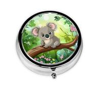 Round mini Pill Box WZYWHJ Cute Koala Treetop Pattern Small and Portable with partitions for Medicine Storage for Travel and Daily use