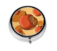 Round mini Pill Box WZYWHJ Cute Little Hamster Picture Small and Portable with partitions for Medicine Storage for Travel and Daily use