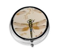 Round mini Pill Box WZYWHJ Dragonfly Paper Prints Small and Portable with partitions for Medicine Storage for Travel and Daily use