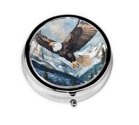 Round mini Pill Box WZYWHJ Eagle Pattern Small and Portable with partitions for Medicine Storage for Travel and Daily use