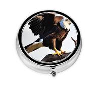 Round mini Pill Box WZYWHJ Eagle with Wings Picture Small and Portable with partitions for Medicine Storage for Travel and Daily use