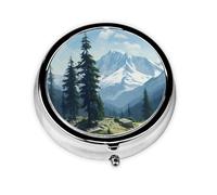 Round mini Pill Box WZYWHJ fig. Tomb Picture Small and Portable with partitions for Medicine Storage for Travel and Daily use