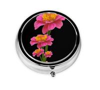 Round mini Pill Box WZYWHJ Fine Leaf Chrysanthemum Pattern Small and Portable with partitions for Medicine Storage for Travel and Daily use